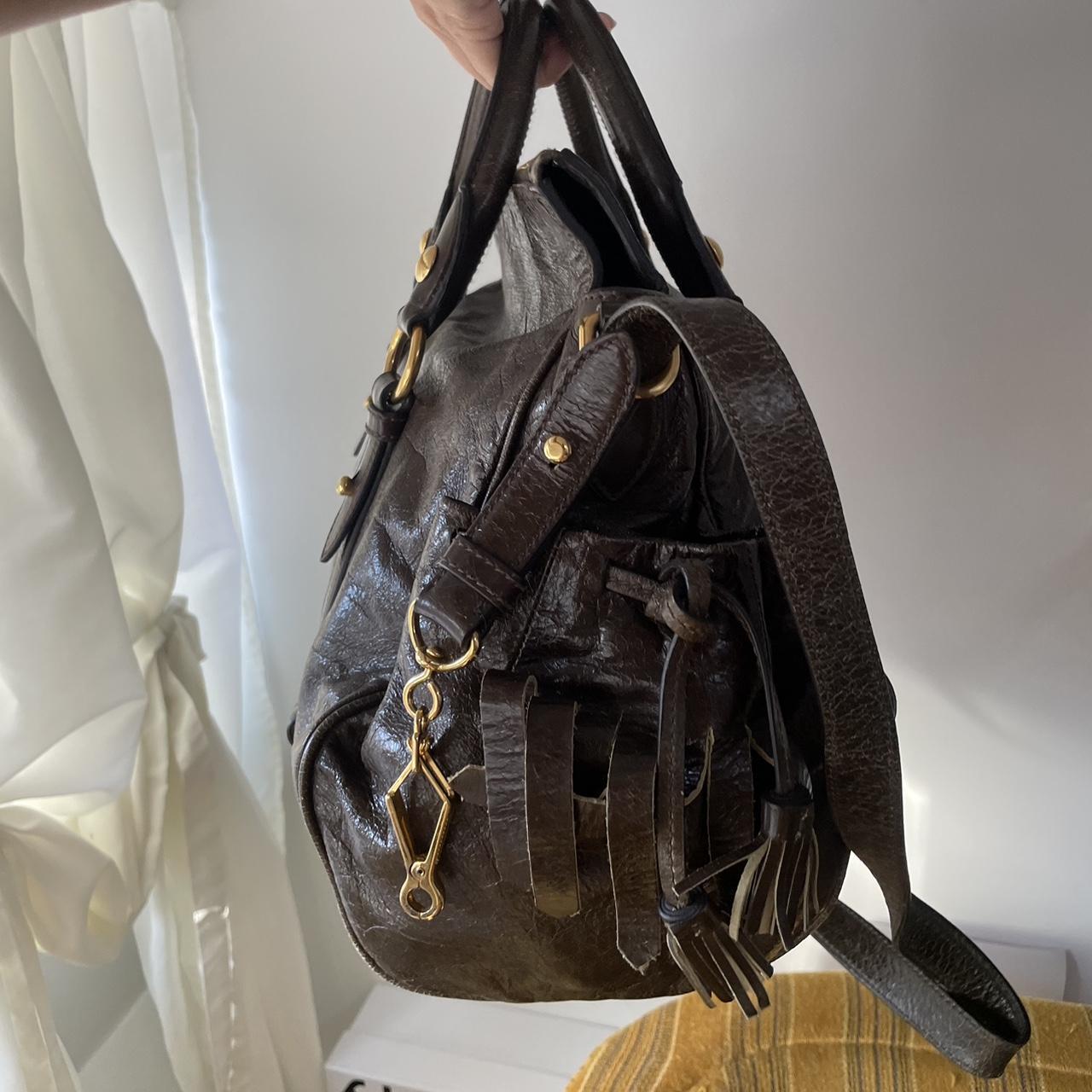 🔥 PreOwned Vintage Dark Brown Leather Miu Miu Vitello Lux Bag 🔥