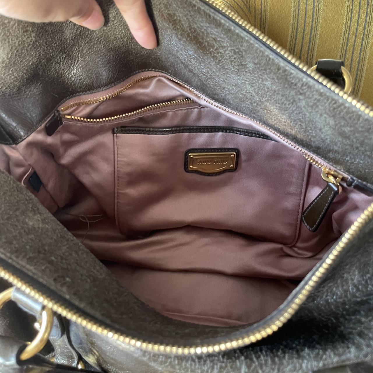 🔥 PreOwned Vintage Dark Brown Leather Miu Miu Vitello Lux Bag 🔥