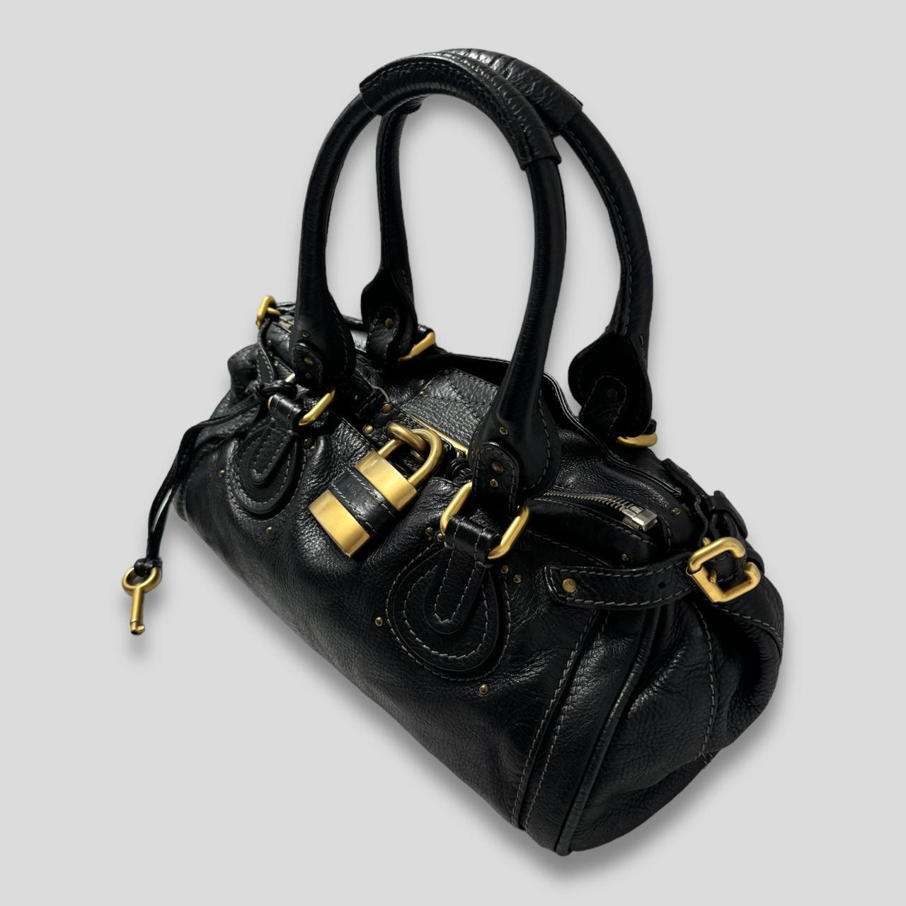 🔥 PreOwned CHLOÉ Paddington Bag Black Leather With Gold Lock Hardware 🔥