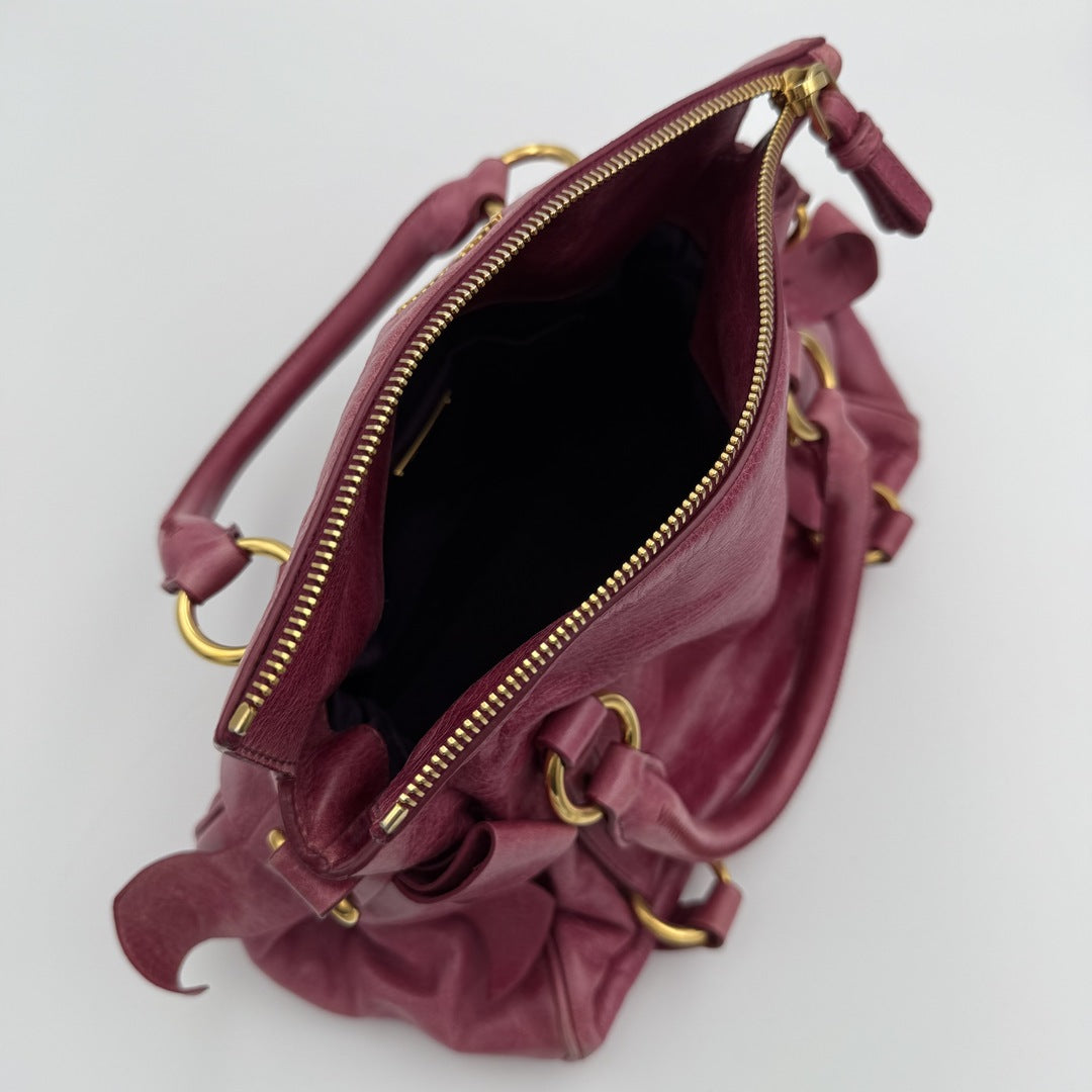 🔥 PreOwned Miu Miu Mini Vitello Lux Pink Leather Handbag 🔥