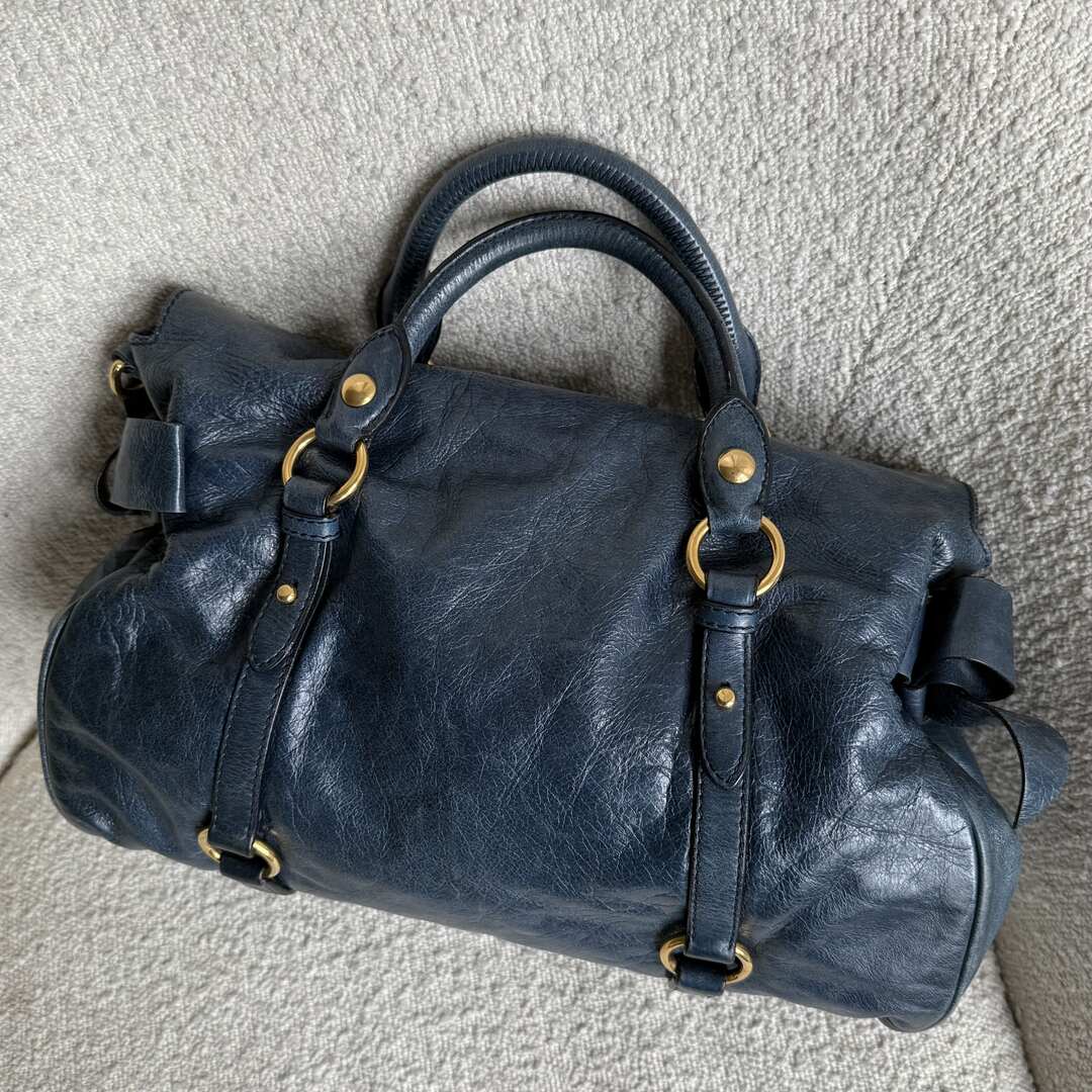 🔥 PreOwned Miu Miu Vitello Lux Blue Leather Handbag 🔥