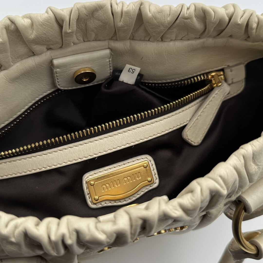 🔥 PreOwned Miu Miu Vitello Leather White Handbag 🔥