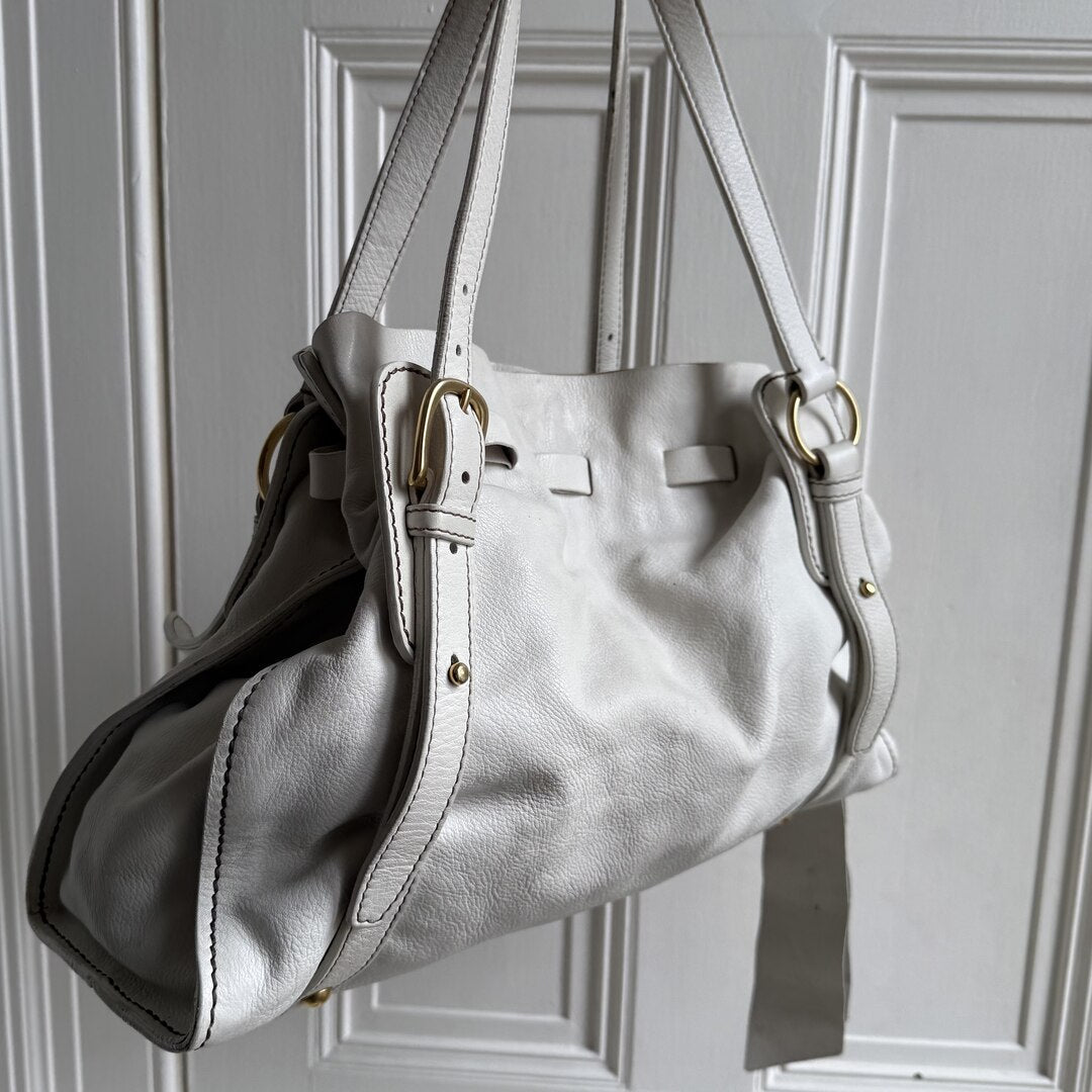 🔥 PreOwned Miu Miu Vitello Leather White Tote Bag 🔥