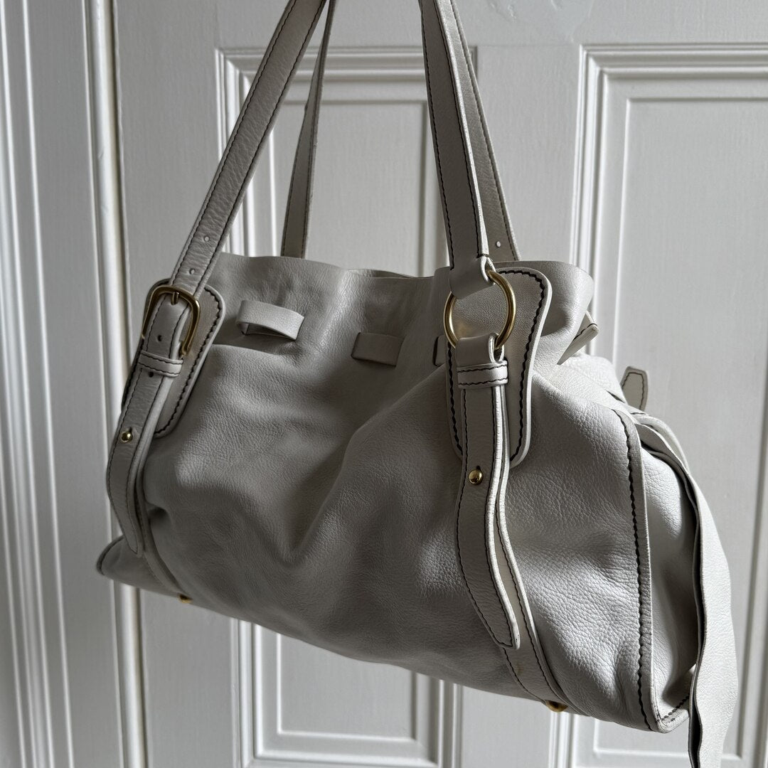 🔥 PreOwned Miu Miu Vitello Leather White Tote Bag 🔥