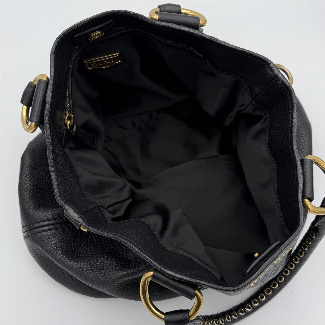 🔥 PreOwned Miu Miu Vitello Leather Black Shoulder Bag 🔥