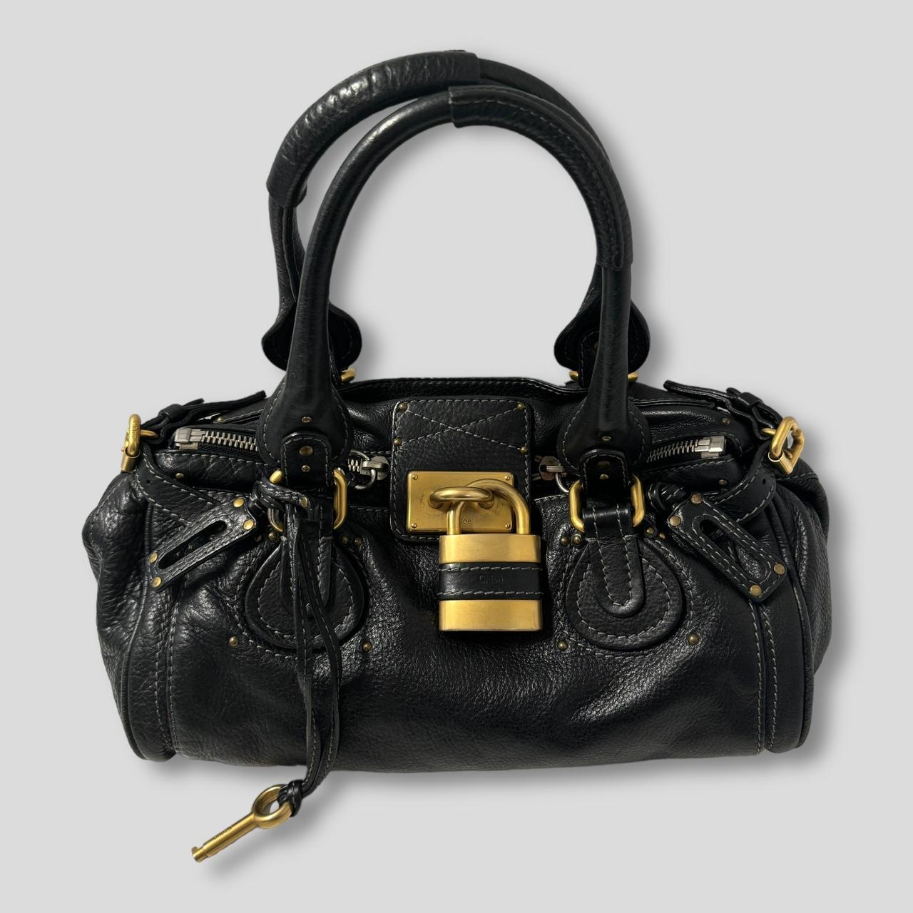 🔥 PreOwned CHLOÉ Paddington Bag  Black Leather With Gold Lock Hardware 🔥
