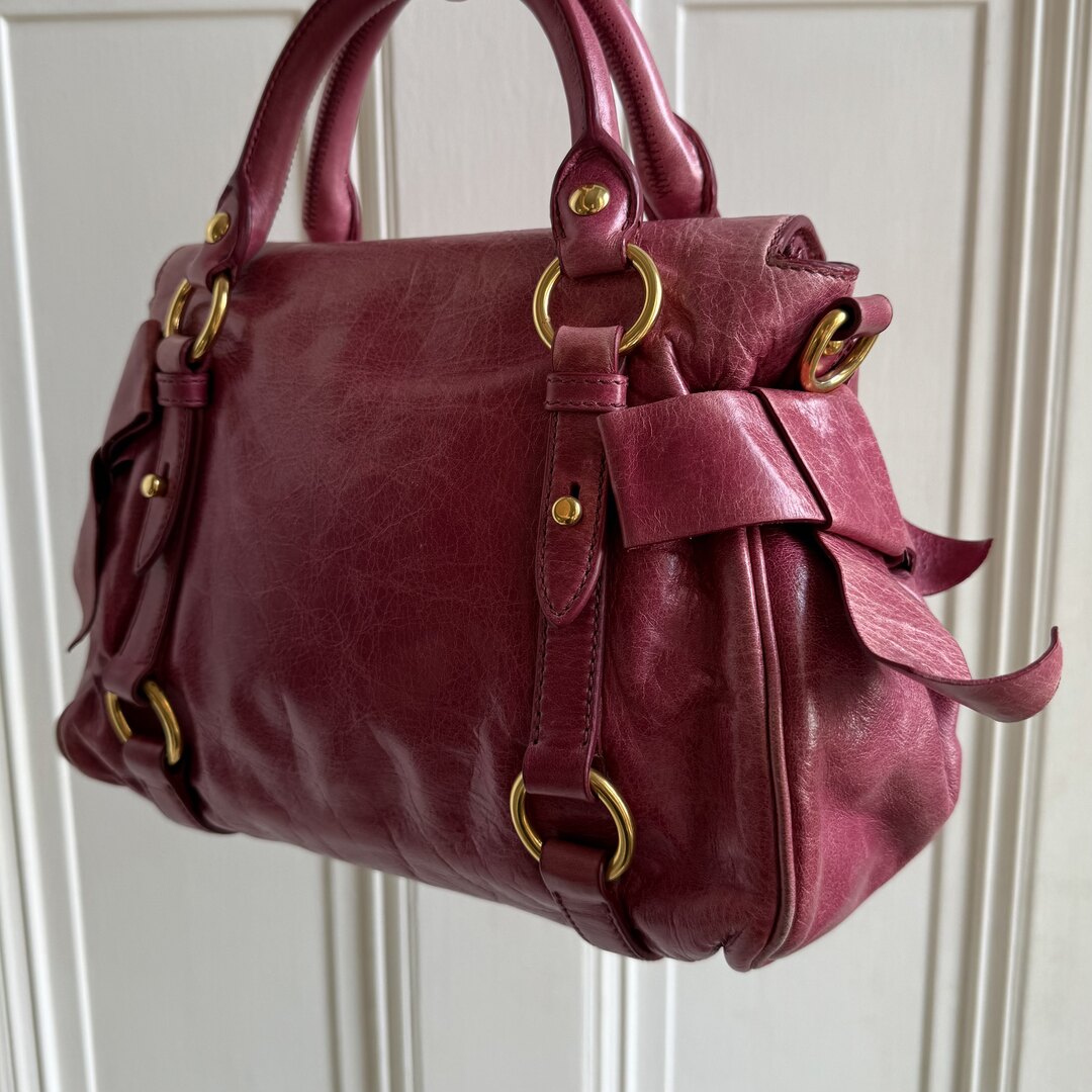 🔥 PreOwned Miu Miu Mini Vitello Lux Pink Leather Handbag 🔥