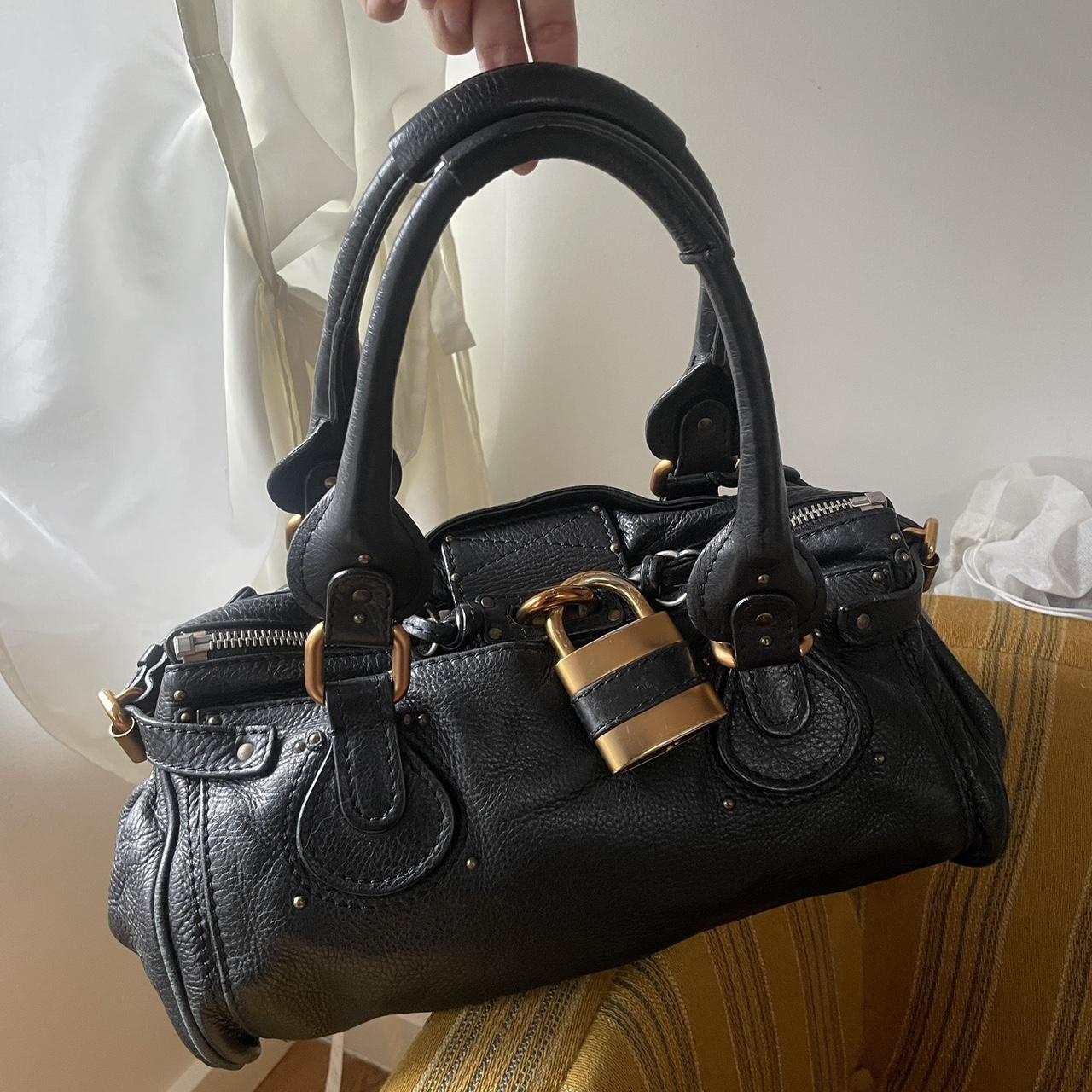 🔥 PreOwned Vintage Classic Regular Size Black Leather Chloé Paddington Bag with Brass-toned Hardware 🔥