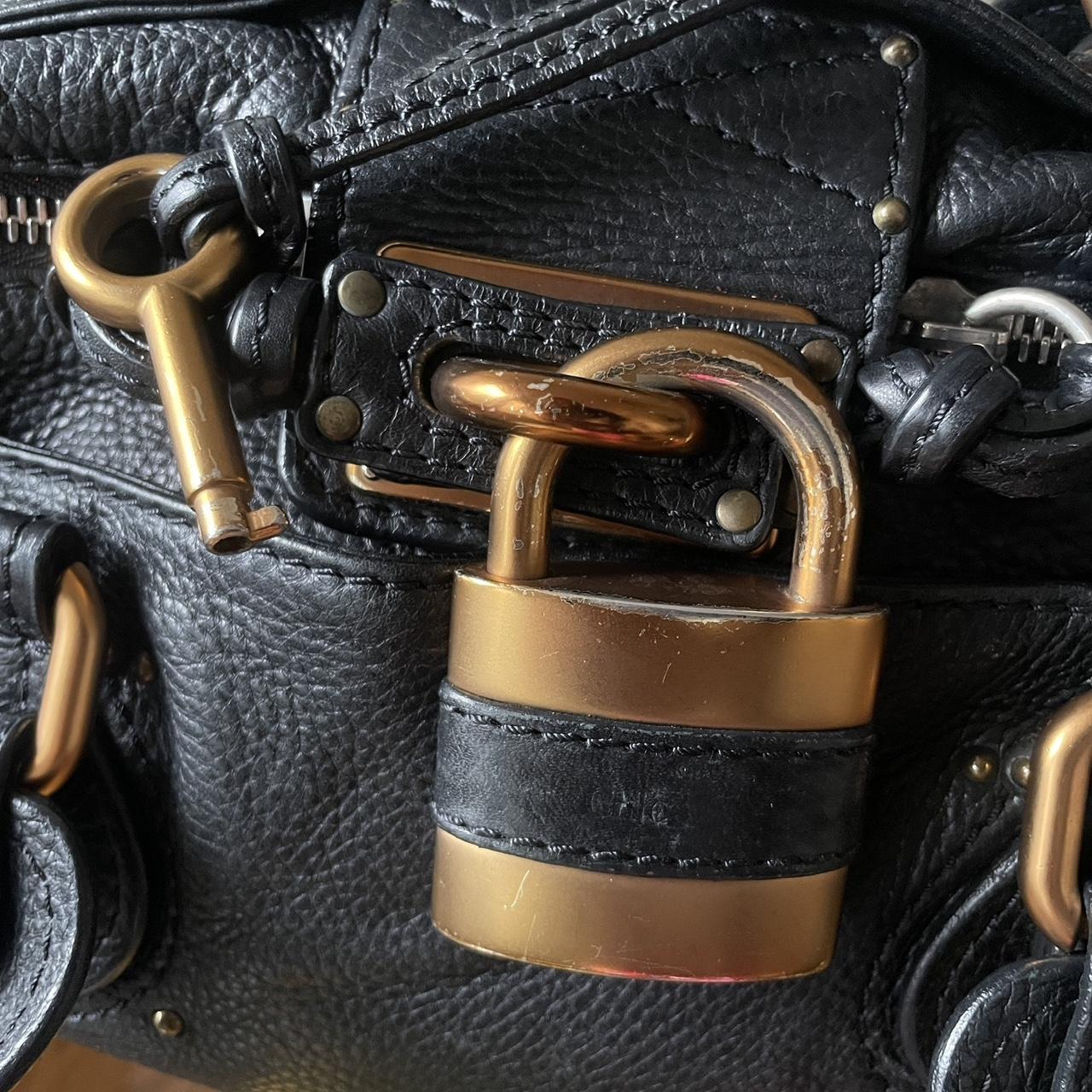 🔥 PreOwned Vintage Classic Regular Size Black Leather Chloé Paddington Bag with Brass-toned Hardware 🔥