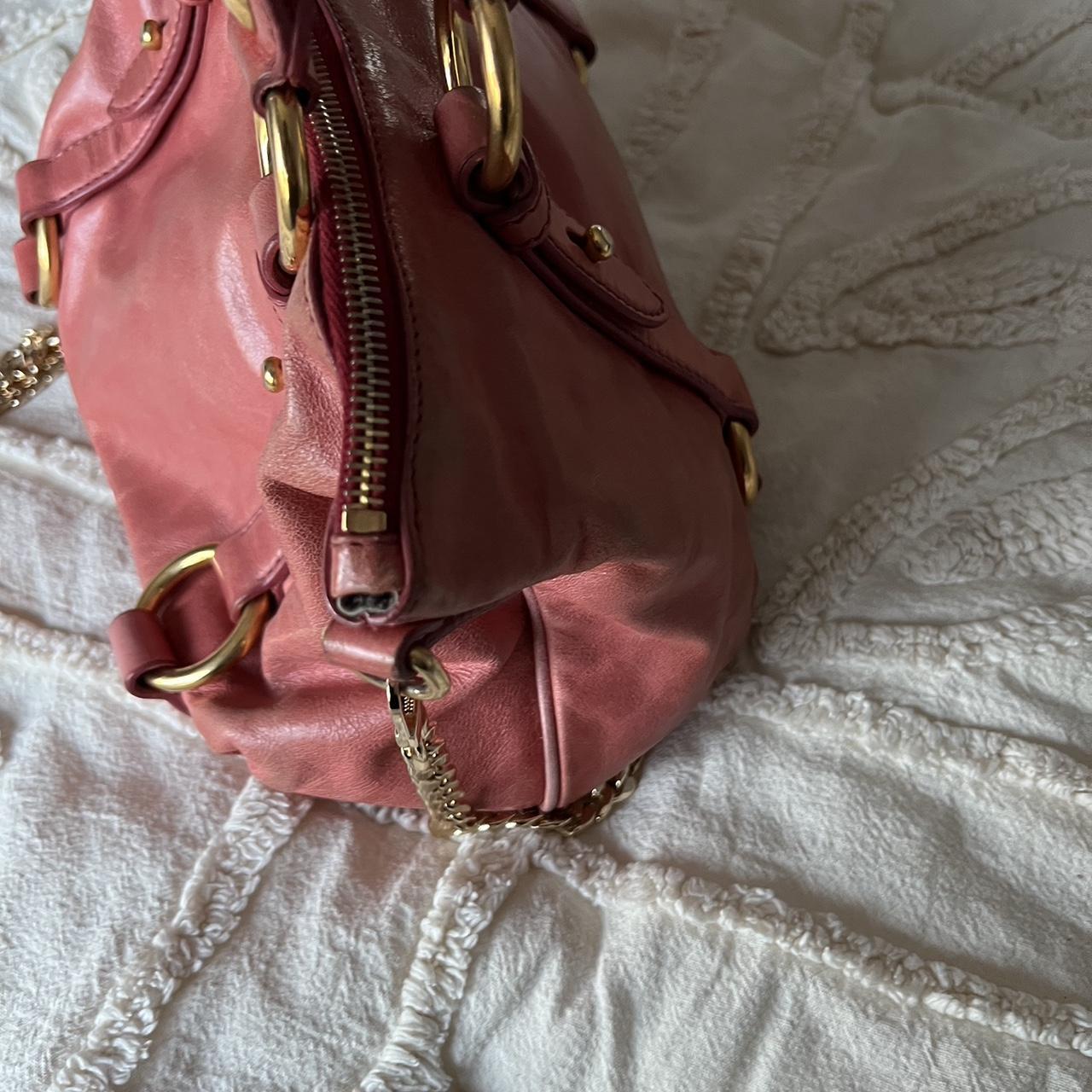 Authentic Pink Mini Miu Miu Vitello Shine Leather Bag With Gold Hardware And Removable Strap The Strap Isn T Original