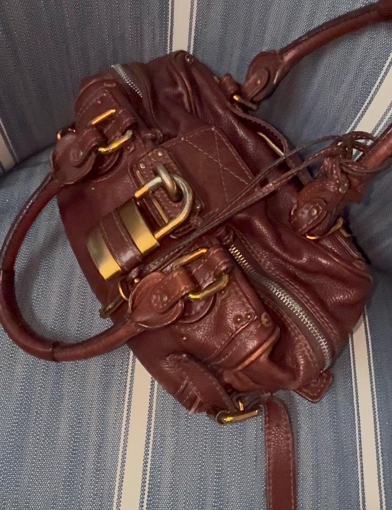 Chloe Paddington Mini Shoulder Handbag Satchel Brown Designer Purse W Pad Lock Original Owner Gift For Her Free Shipping