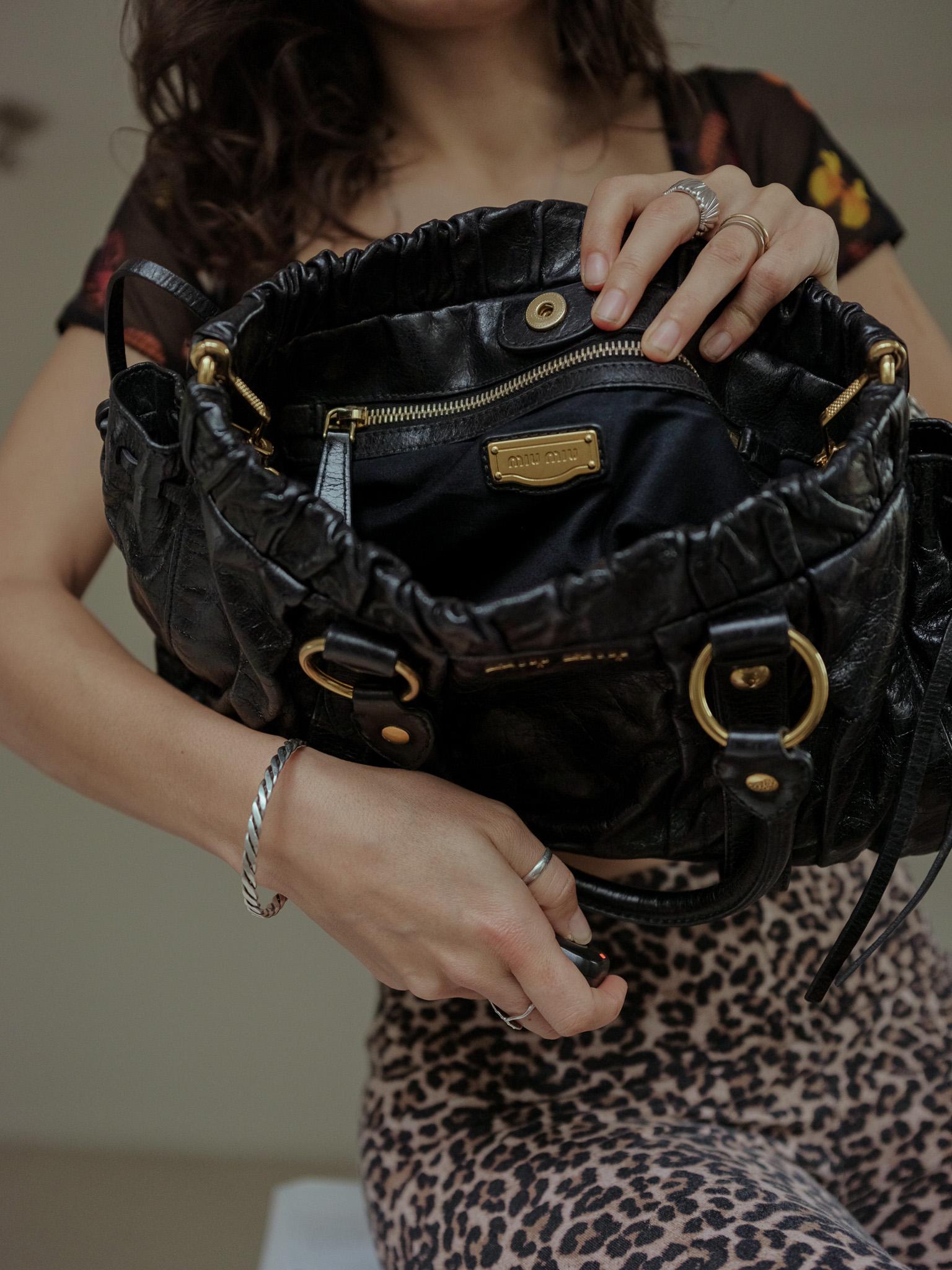 Miu Miu Vitello Bag Vintage Black With Gold Hardware Classic