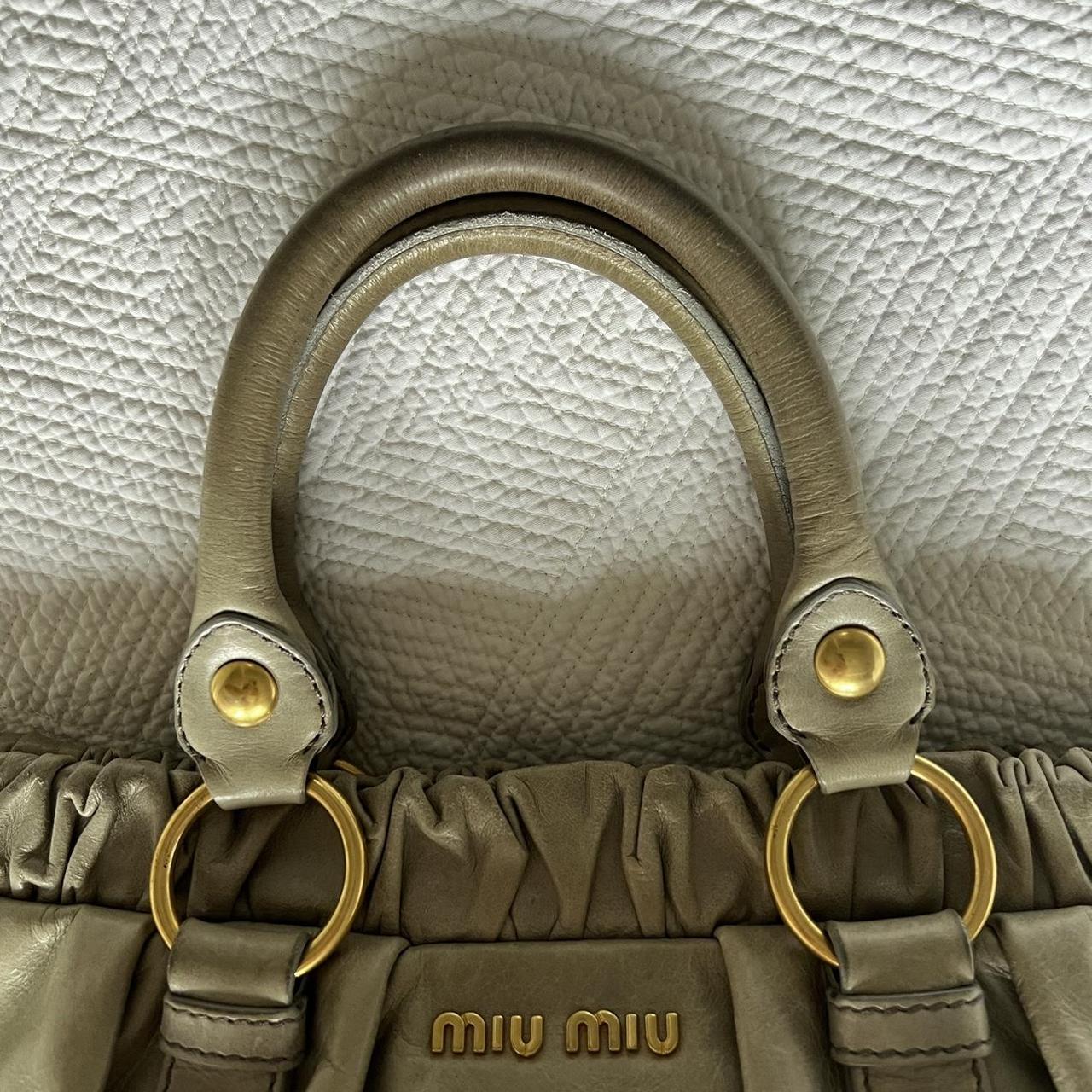 Authentic Green Miu Miu Vitello Bag With Gold Hardware