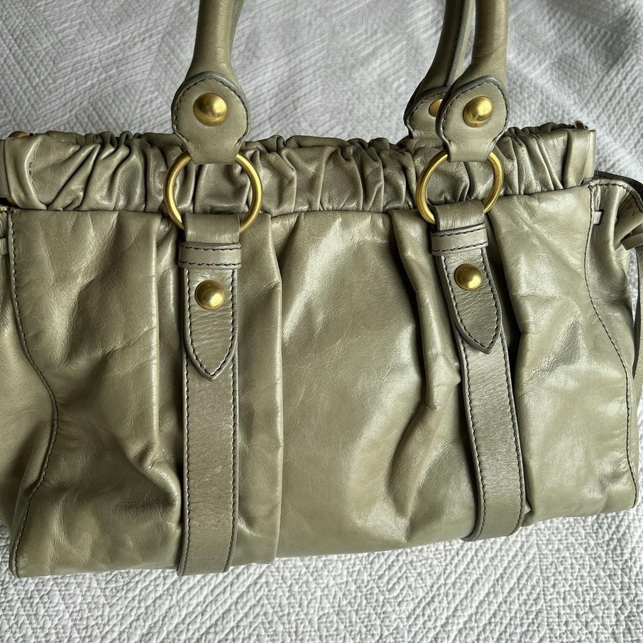Authentic Green Miu Miu Vitello Bag With Gold Hardware
