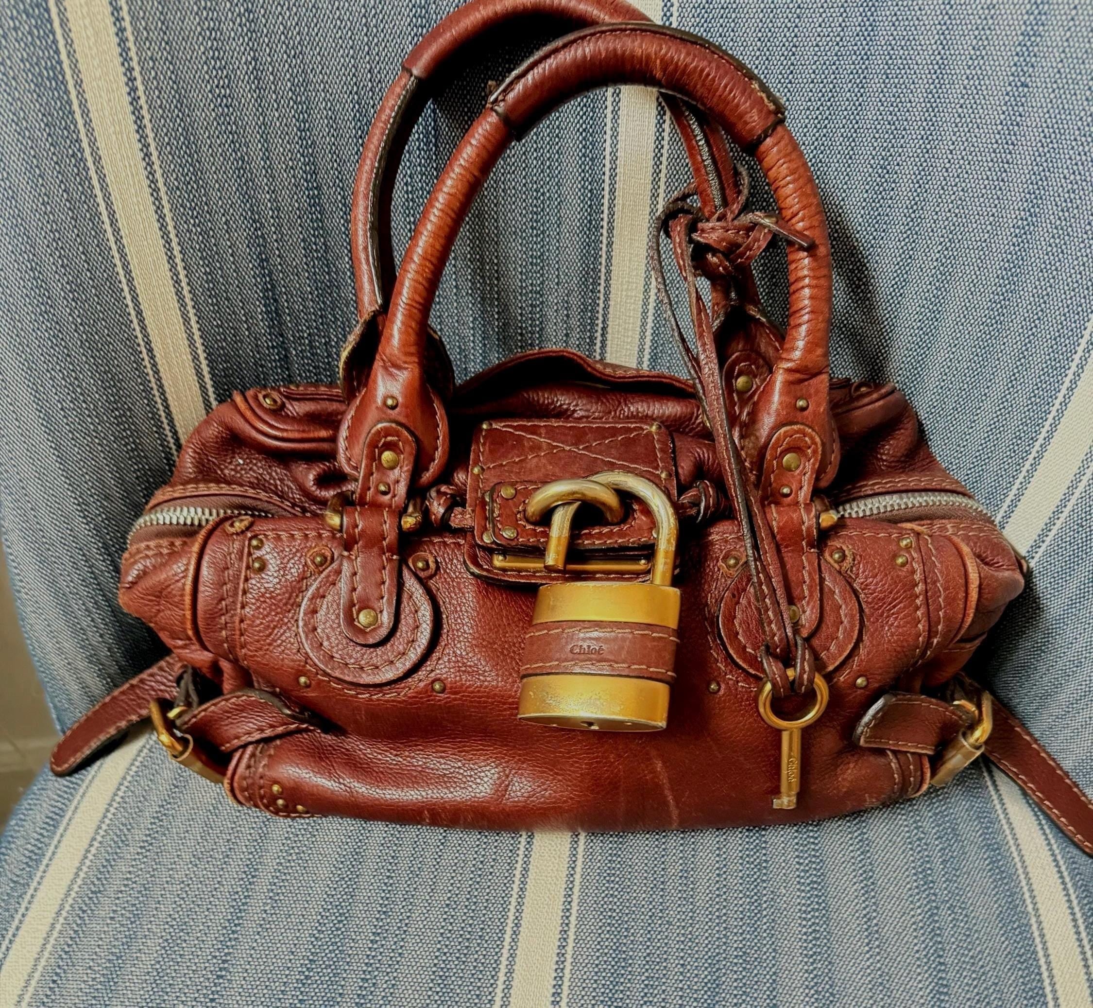 Chloe Paddington Mini Shoulder Handbag Satchel Brown Designer Purse W Pad Lock Original Owner Gift For Her Free Shipping