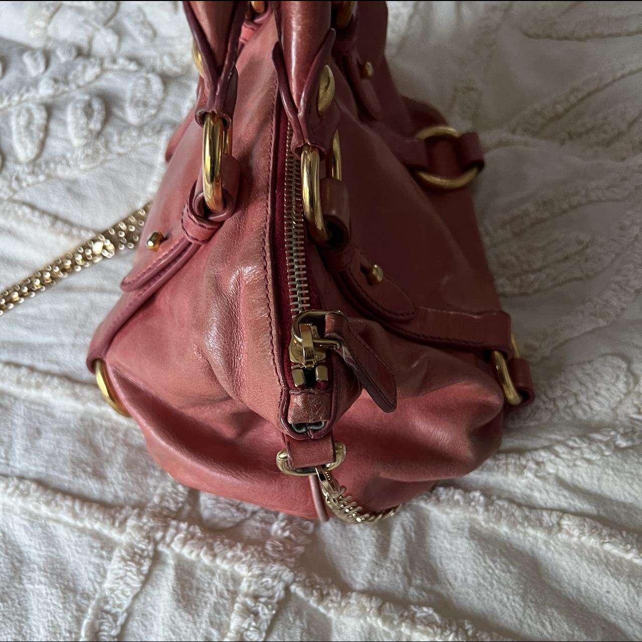 Authentic Pink Mini Miu Miu Vitello Shine Leather Bag With Gold Hardware And Removable Strap The Strap Isn T Original