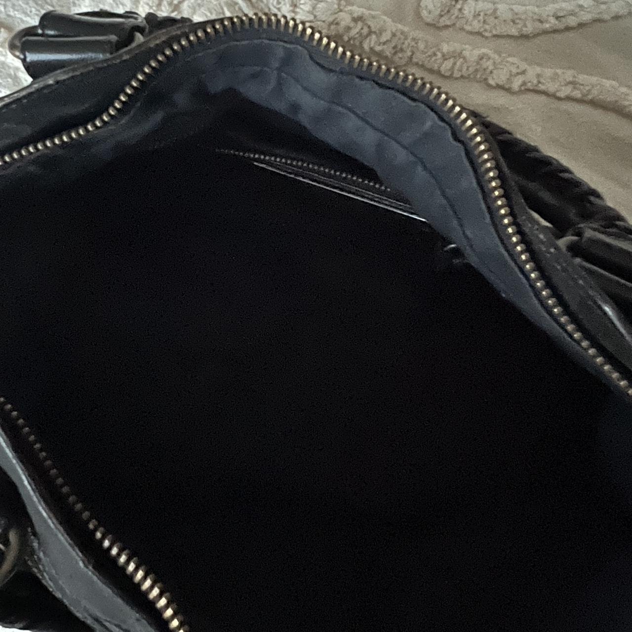 Authentic Black Balenciaga First Bag With Brass Hardware And Shoulder Strap