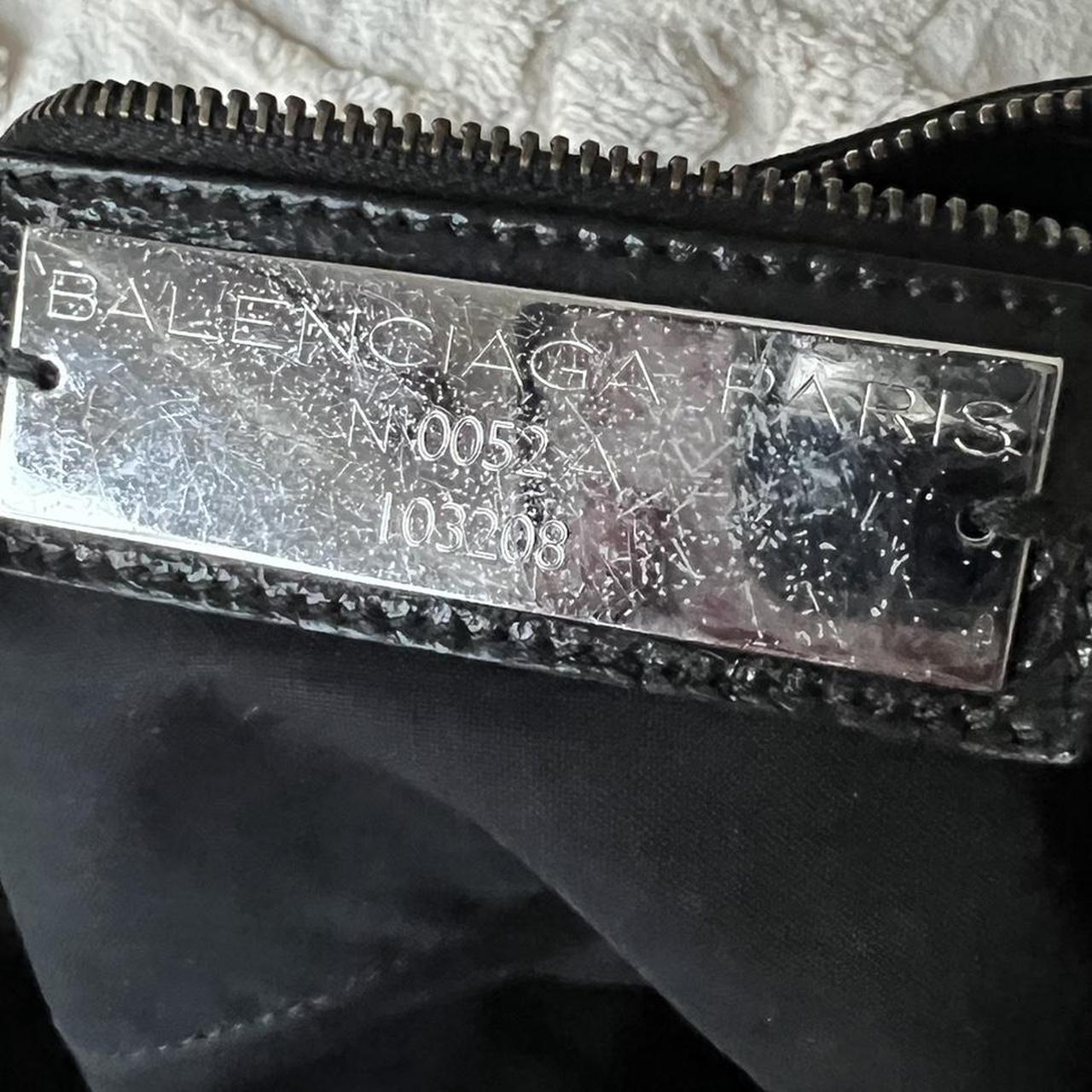 Authentic Black Balenciaga First Bag With Brass Hardware And Shoulder Strap