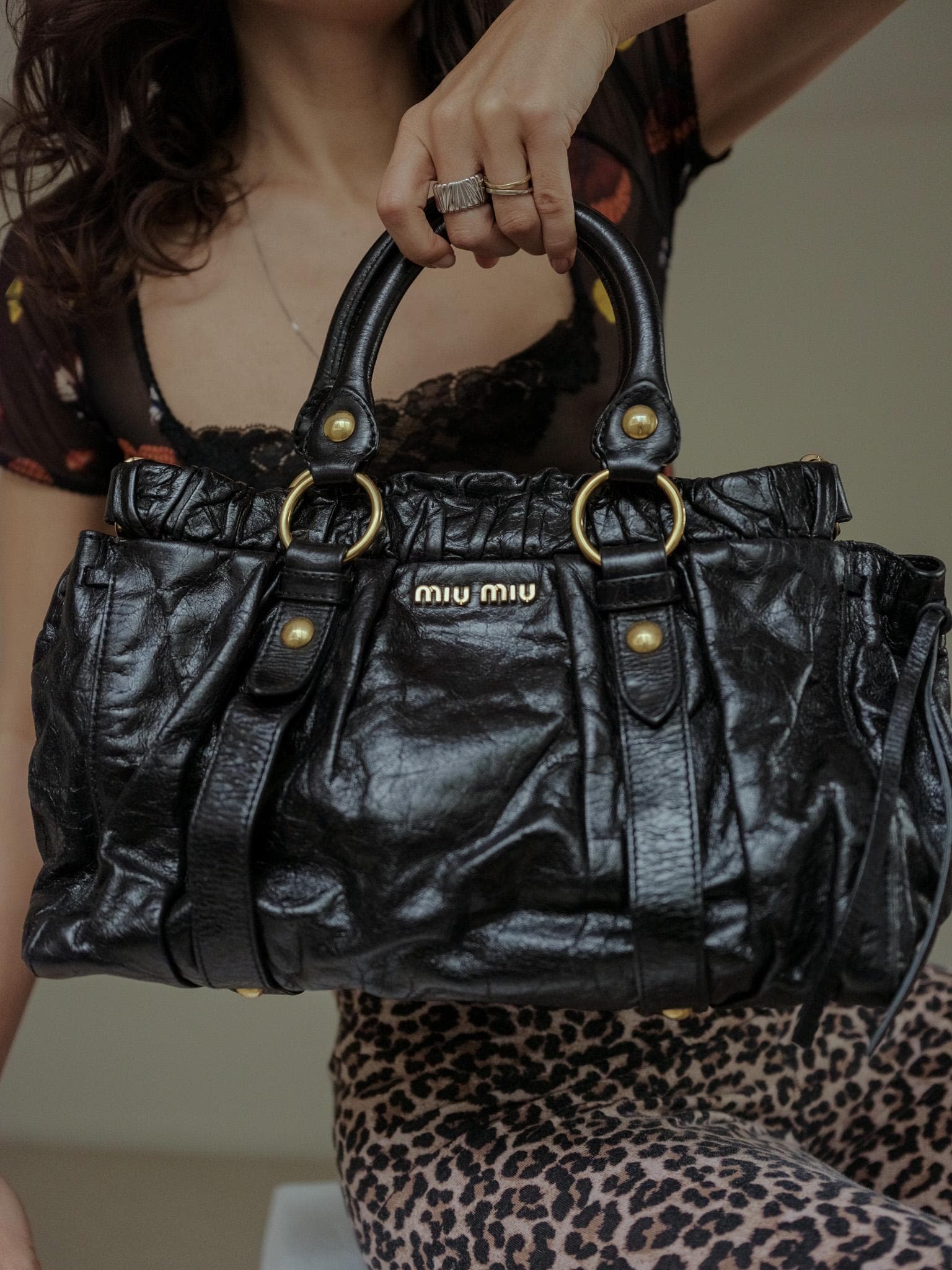 Miu Miu Vitello Bag Vintage Black With Gold Hardware Classic